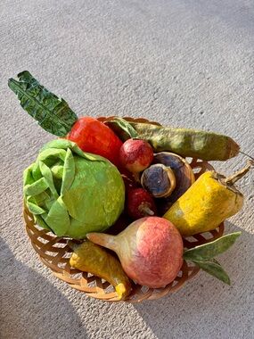Decorative Papier-Mâché Fruit Basket - Colorful Assortment